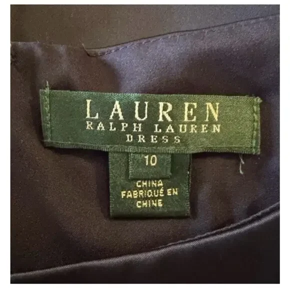 Lauren Ralph Lauren Sapphire Navy Cinched Waist Sheath Dress Cocktail, Size 10 - Picture 7 of 7